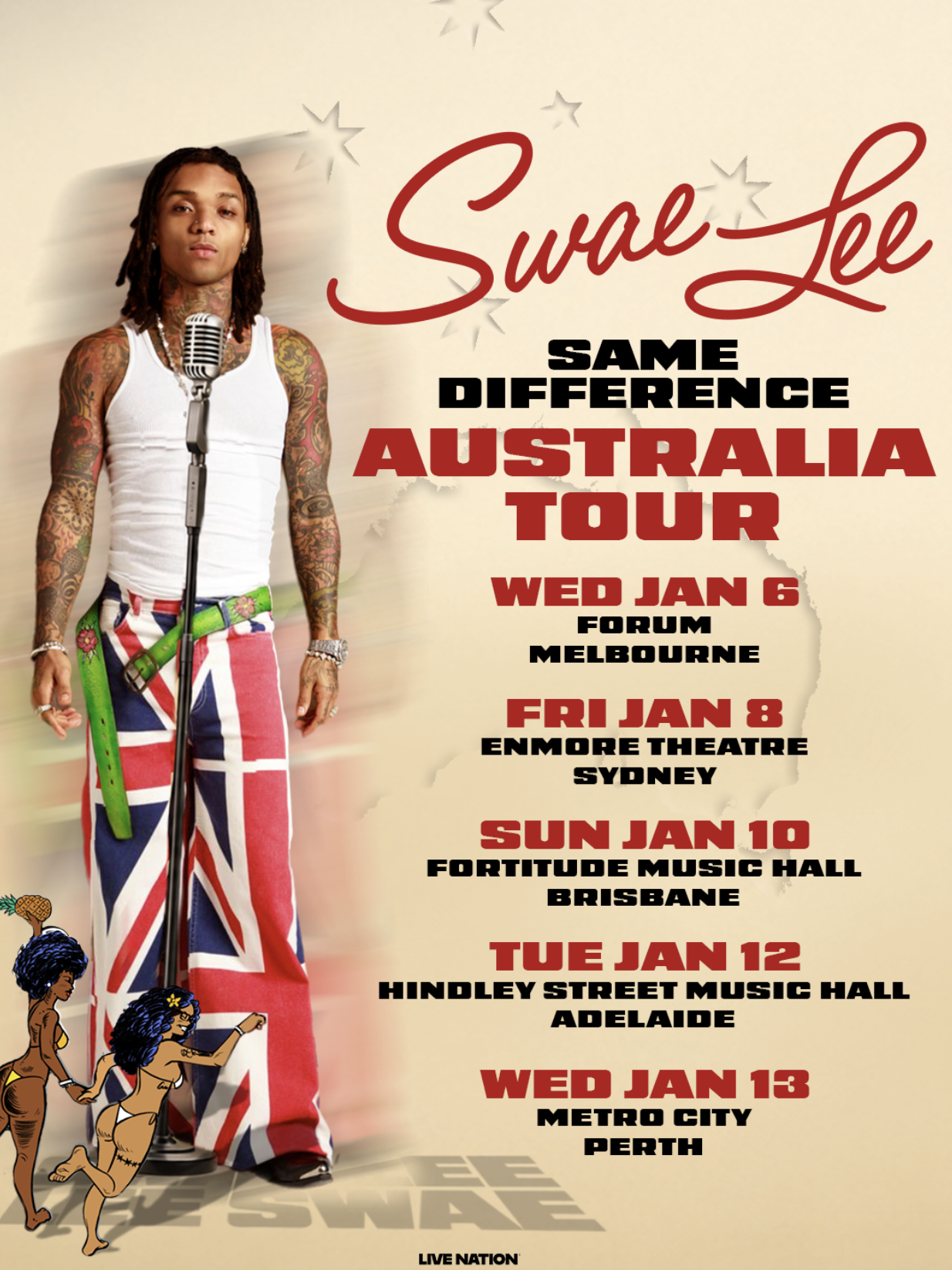 Swae Lee Same Difference Australia Tour poster featuring the artist and concert dates.